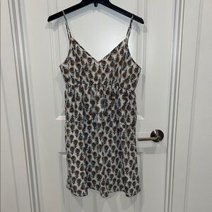Oat + Fawn peacock feather A-line  Spaghetti Strap Dress size medium